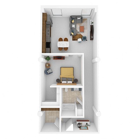 Floor plan for 1 bed, 1 bath, 863 sqft