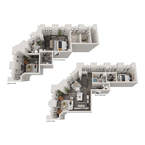 Floor plan for 2 beds, 2 baths, 1373 sqft