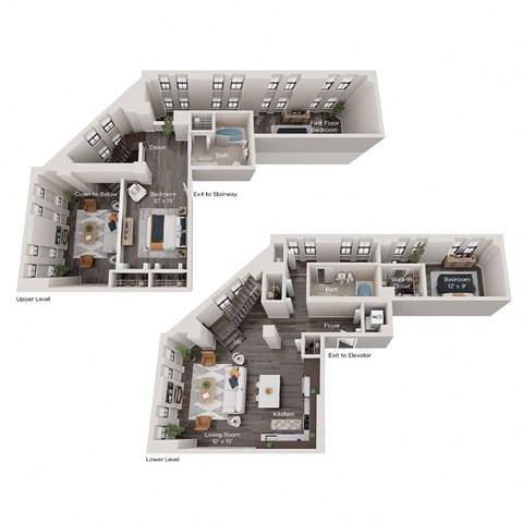 Floor plan for 2 beds, 2 baths, 1373 sqft