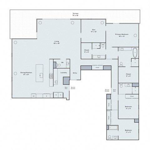 Floor plan for 3 beds, 4.5 baths, 3191 sqft