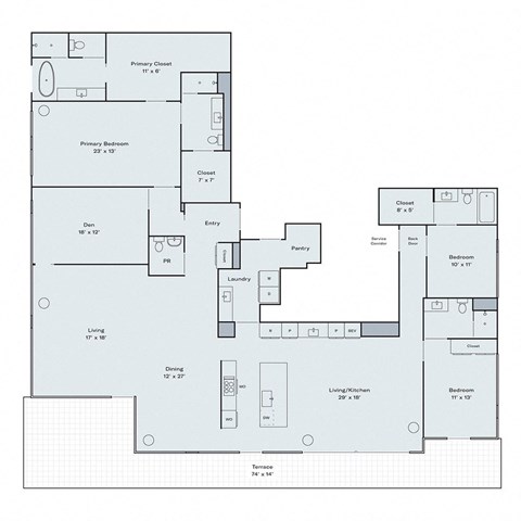 Floor plan for 3 beds, 4.5 baths, 3218 sqft