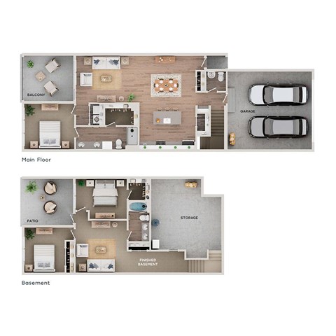 Floor plan for 3 beds, 2.5 baths, 1963 sqft