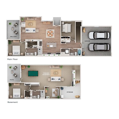Floor plan for 3 beds, 3 baths, 2328 sqft