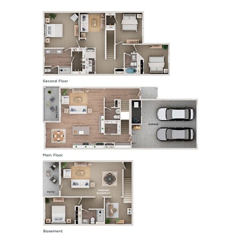 Floor plan for 4 beds, 3.5 baths, 2896 sqft