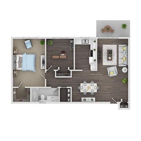 Floor plan for 1 bed, 1 bath, 925 sqft