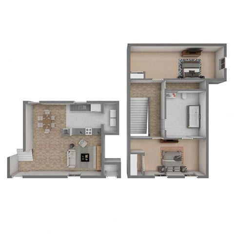 Floor plan for 2 beds, 1 bath, 1100 sqft