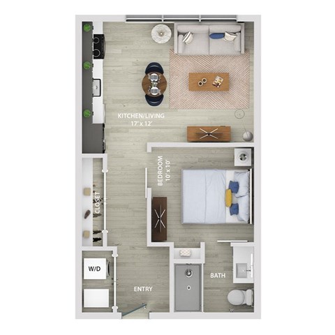 Floor plan for studio, 1 bath, 541 sqft