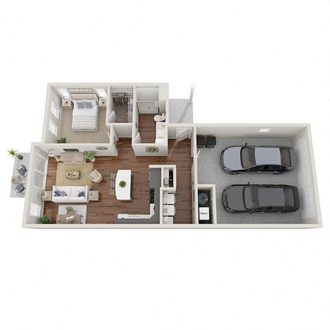 Floor plan for 1 bed, 1 bath, 914 sqft