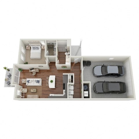 Floor plan for 1 bed, 1 bath, 905 sqft