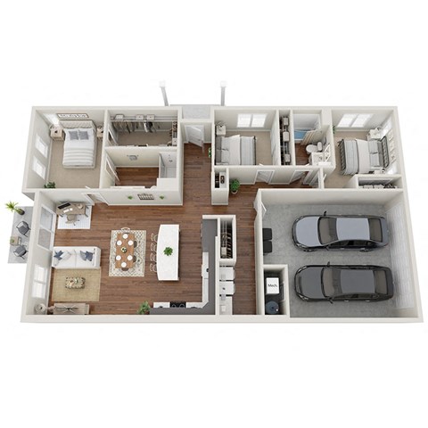 Floor plan for 3 beds, 2 baths, 1617 sqft