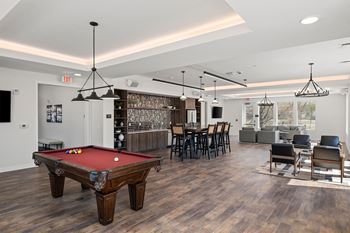 Resident lounge with catering kitchen, game/entertainment center