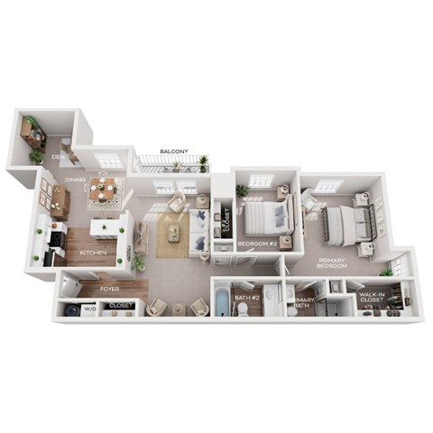 Floor plan for 2 beds, 1.5 baths, 1131 sqft
