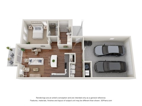 Floor plan for 1 bed, 1 bath, 905 sqft