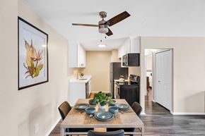 Farmington Hills apartment for rent - A dining room with a table set for a meal.