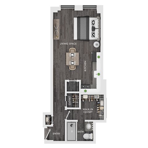 Floor plan for studio, 1 bath, 450 sqft