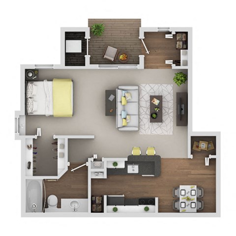 Floor plan for studio, 1 bath, 660 sqft
