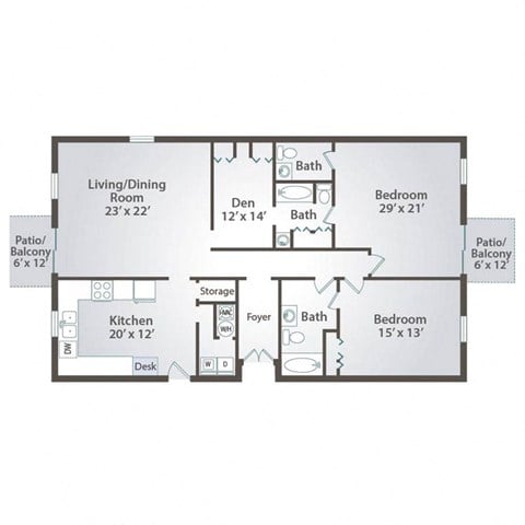 Floor plan for 3 beds, 3 baths, 2806 sqft
