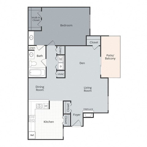 Floor plan for 1 bed, 1 bath, 1062 sqft