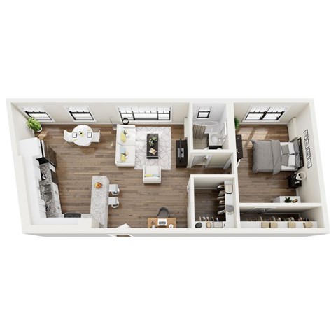 Floor plan for 1 bed, 1 bath, 550 sqft