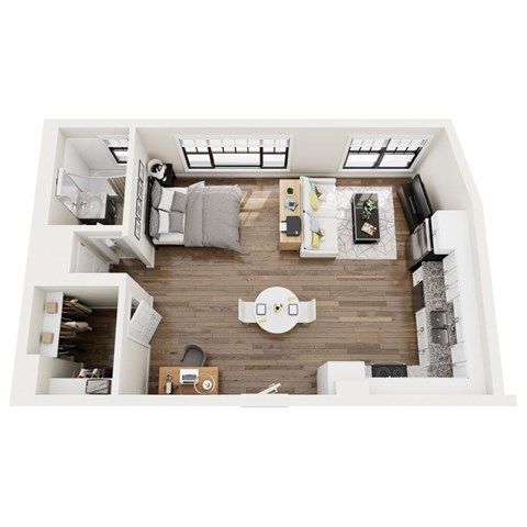 Floor plan for studio, 1 bath, 450 sqft