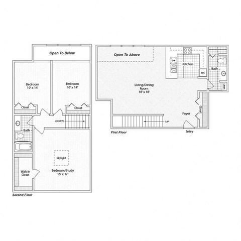 Floor plan for 2 beds, 2 baths, 1453 sqft