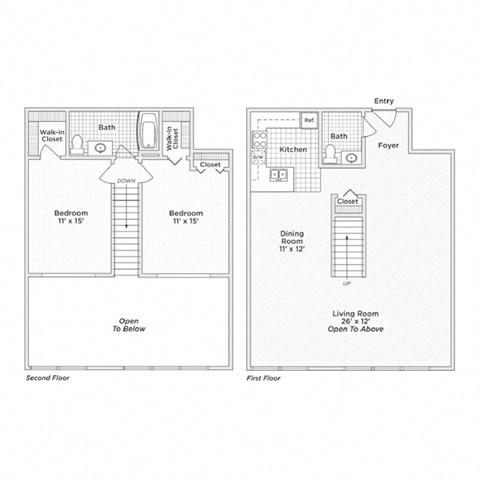 Floor plan for 2 beds, 1 bath, 1181 sqft