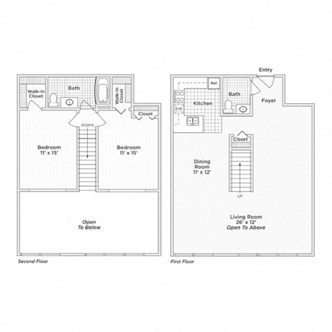 Floor plan for 2 beds, 1 bath, 1181 sqft