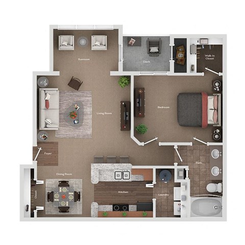 Floor plan for 1 bed, 1 bath, 920 sqft