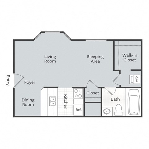Floor plan for studio, 1 bath, 450 sqft