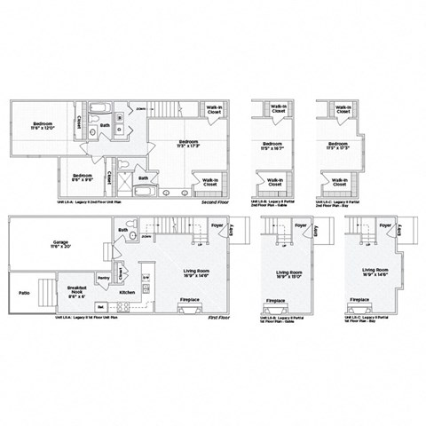Floor plan for 3 beds, 2.5 baths, 1721 sqft