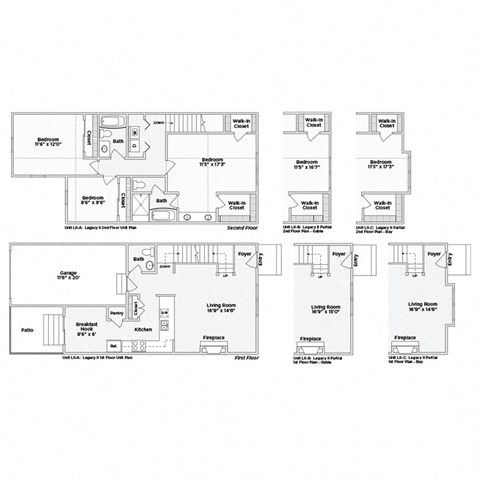 Floor plan for 3 beds, 2.5 baths, 1721 sqft