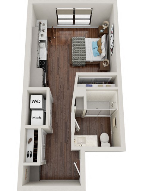 Floor plan for studio, 1 bath, 432 sqft
