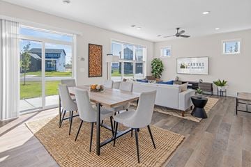 Woodbury apartment for rent - a living room and dining room with a table and chairs