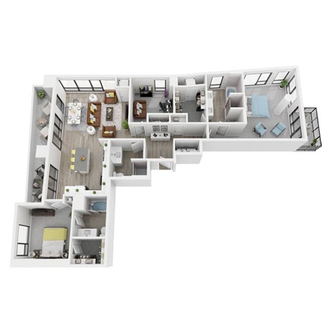 Floor plan for 3 beds, 3 baths, 1690 sqft