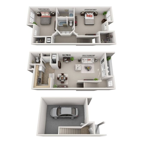Floor plan for 2 beds, 2 baths, 1435 sqft