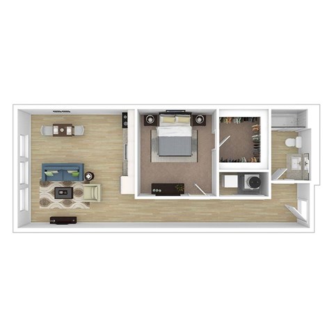 Floor plan for 1 bed, 1 bath, 650 sqft