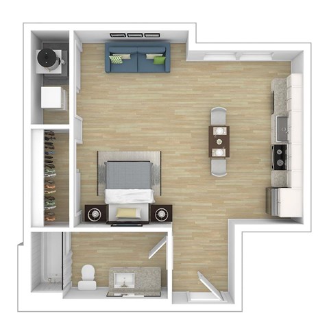 Floor plan for studio, 1 bath, 461 sqft