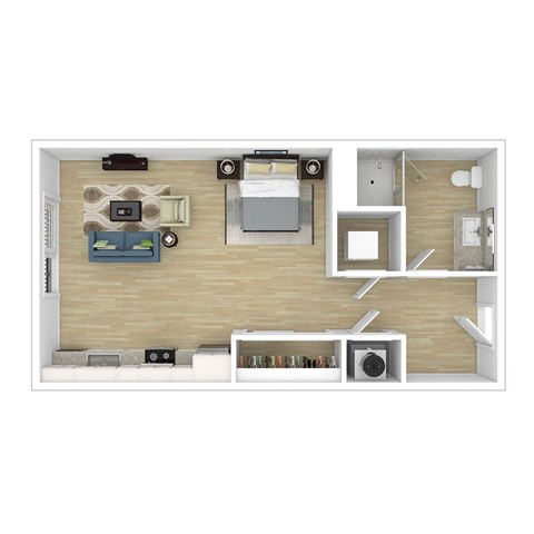 Floor plan for studio, 1 bath, 471 sqft