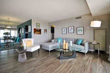 Detroit apartment for rent - a living room with a couch and a table