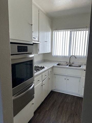 Redlands apartment for rent - a kitchen with a stainless steel oven and a sink