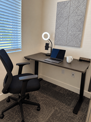 Lakeland apartment for rent - Private office pod with a desk ring light at Gibson Oaks, Lakeland FL.