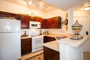 El Paso apartment for rent - State of the art kitchen complete with white appliances and island