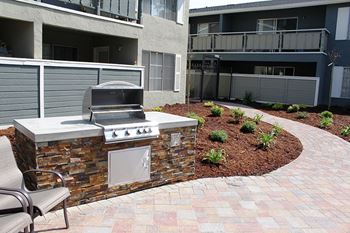Outdoor picnic area with bbqs