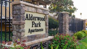 Livermore apartment for rent - Exterior monument sign  l Alderwood Park Apartments in Livermore CA 
