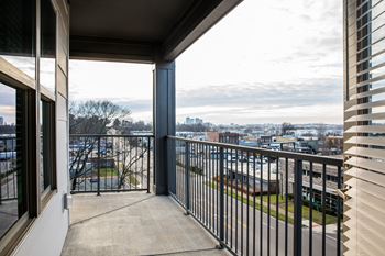 Balconies, some with skyline views