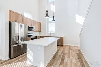 Kitchen island with pendant lighting*