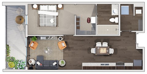 Floor plan for 1 bed, 1 bath, 850 sqft