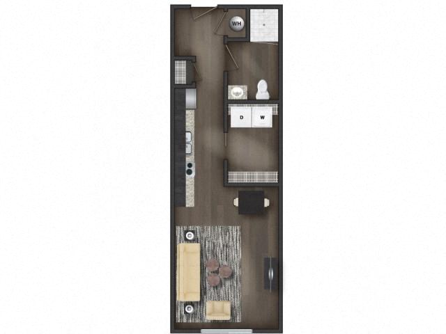 Floor plan for studio, 1 bath, 397 sqft