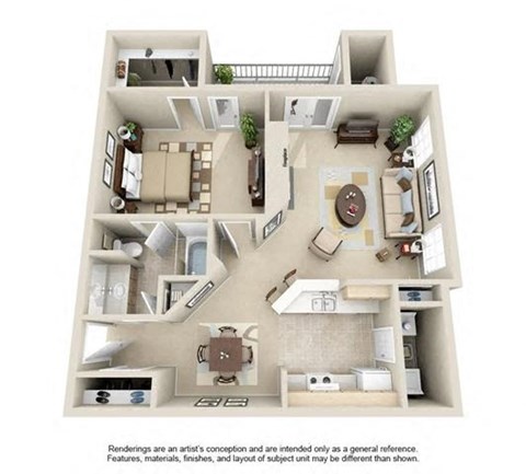 Floor plan for 1 bed, 1 bath, 820 sqft