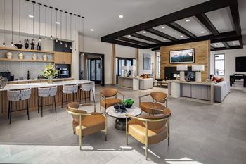 Clubhouse with community kitchen and lounge spaces